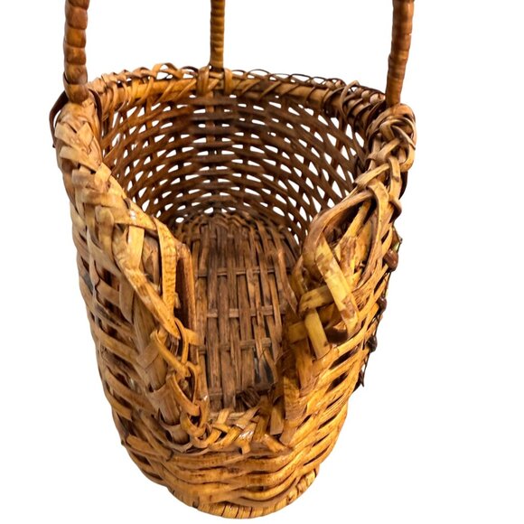 Rustic Wine Bottle Basket Caddy Woven Rattan Metal Grapevine Home Kitchen Decor - Picture 13 of 15